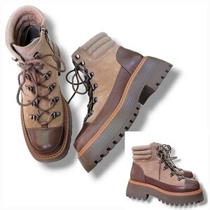 NWOB Vince Camuto Lug‎ Sole Mertamie Platform Booties Boots Size 6 Brown